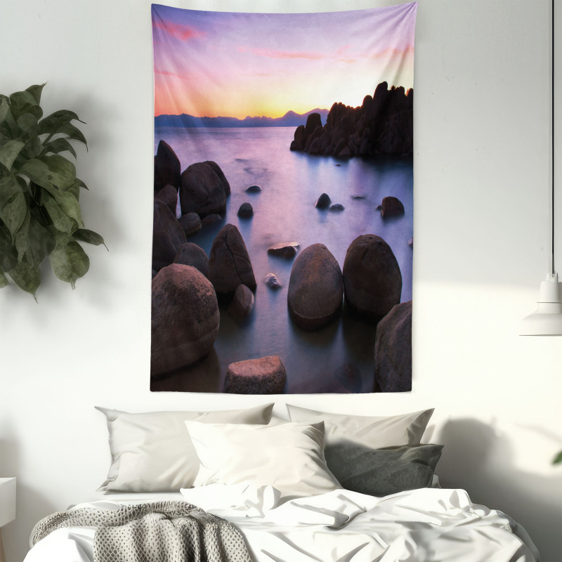 Misty Scene Rocks Water Tapestry