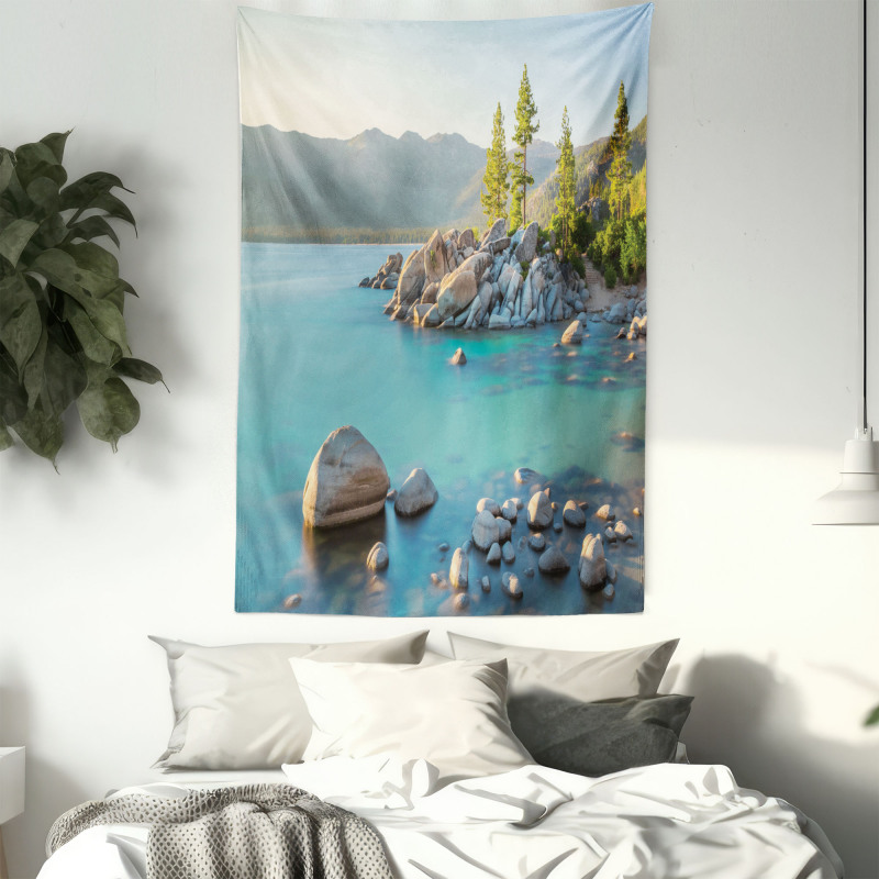 Countryside Lake Beach Tapestry