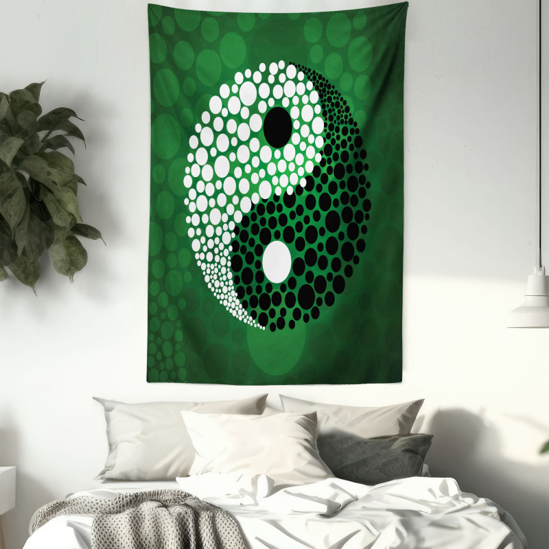 Ying Yang Green Harmony Tapestry