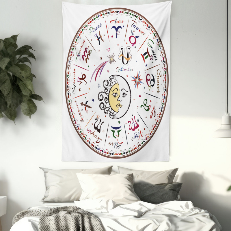 Moon Sun and Signs Tapestry