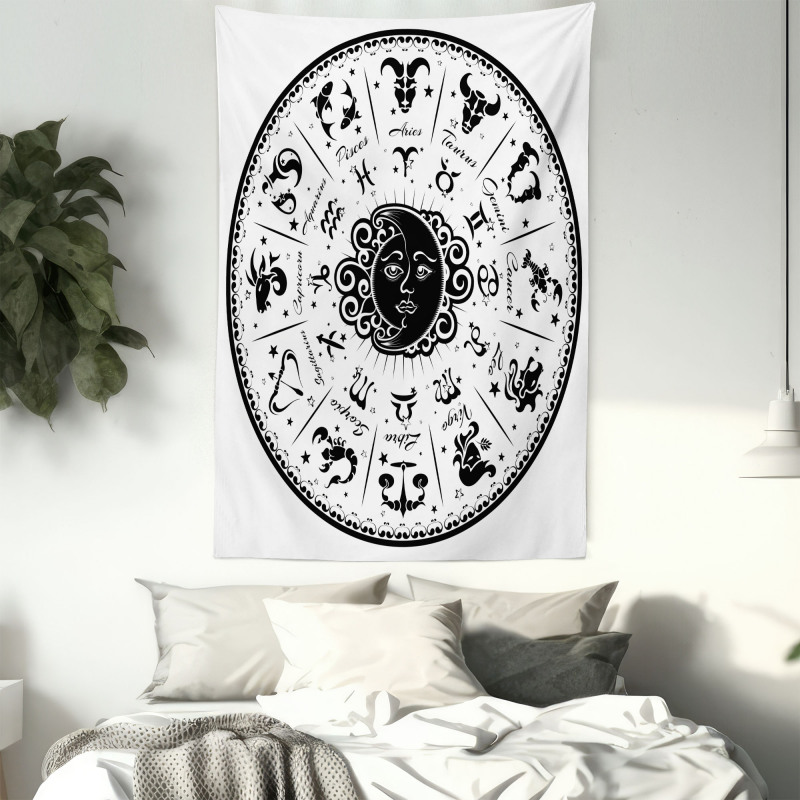 Black White Zodiac Tapestry