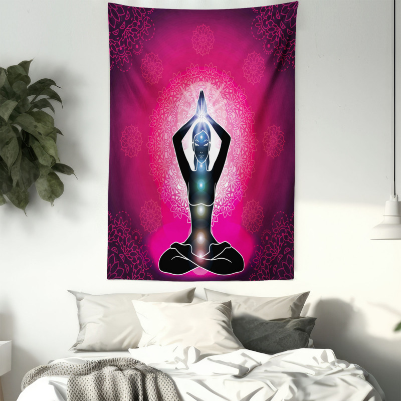 Maroon Yoga Meditation Tapestry