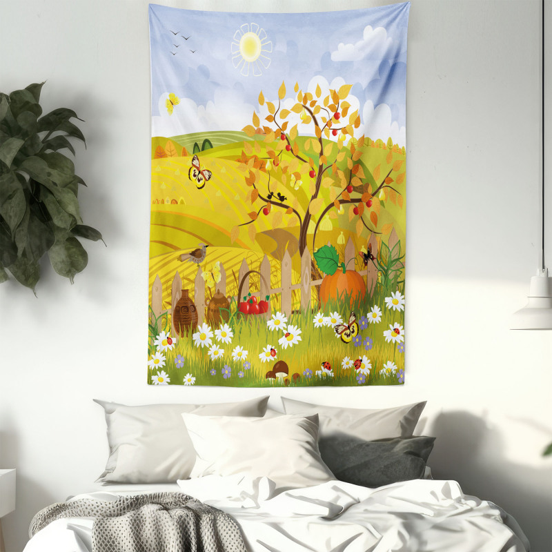 Autumn Garden Daisies Tapestry