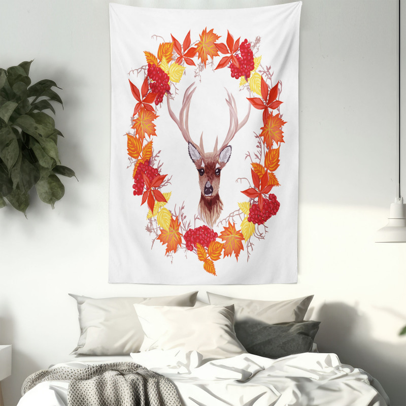 Autumn Leaves Wreath Art Tapestry