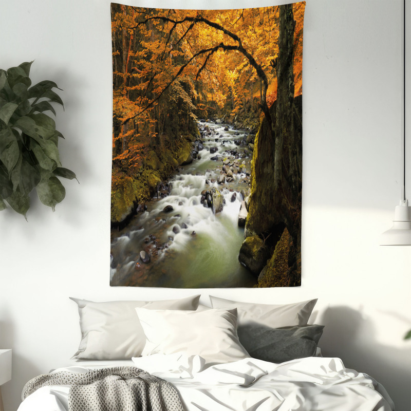 River with Rocks Forest Lush Tapestry