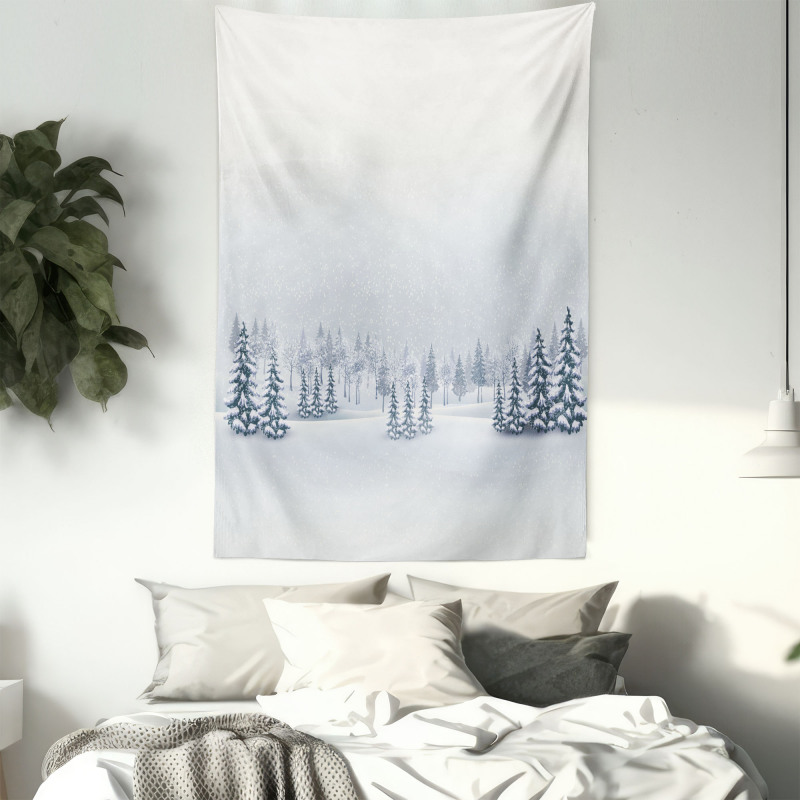 Foggy Weather Trees Tapestry