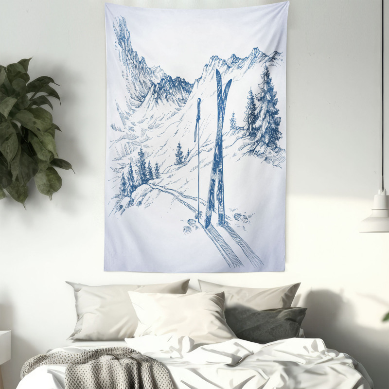 Ski Sport Mountain View Tapestry