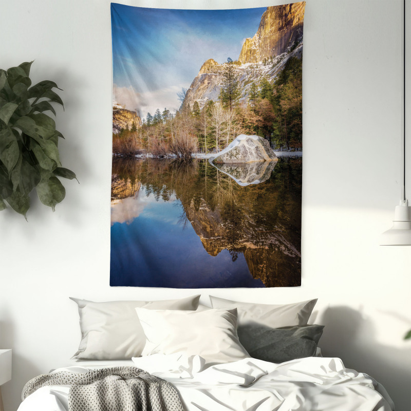 Lake Mountain Sunset Tapestry