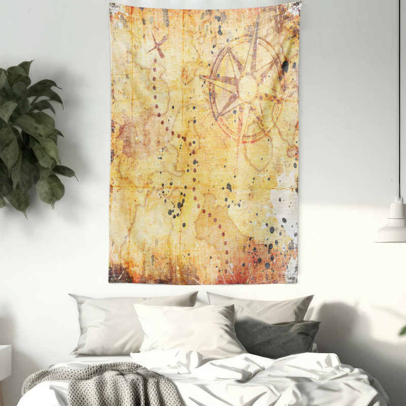 Antique Grunge Rusty Map Tapestry