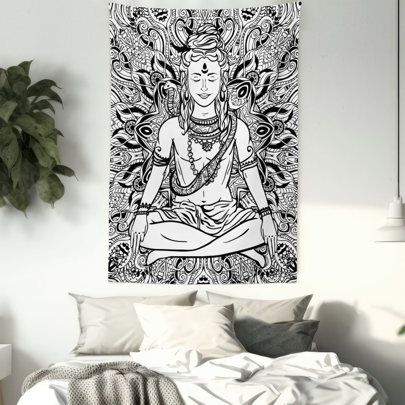 Third Eye Mandala Sketch Tapestry