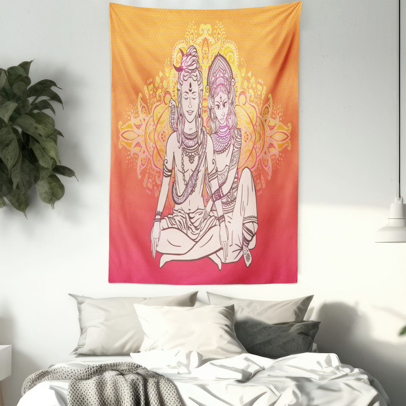 Asian Oriental Artful Motif Tapestry