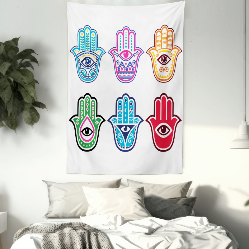 Colorful Hand Third Eye Tapestry