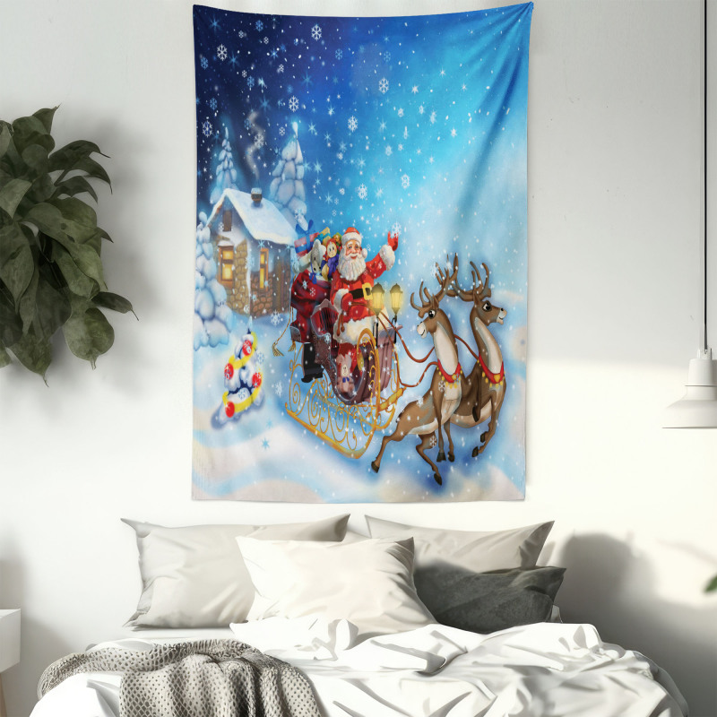 Santa in Sleigh Toys Tapestry