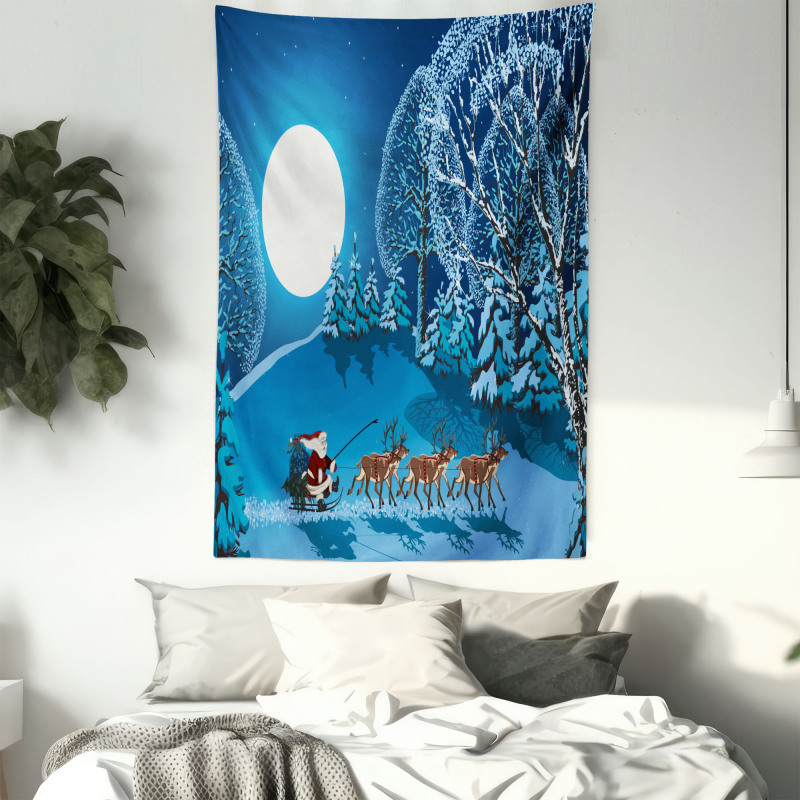 Santa Winter Forest Tapestry