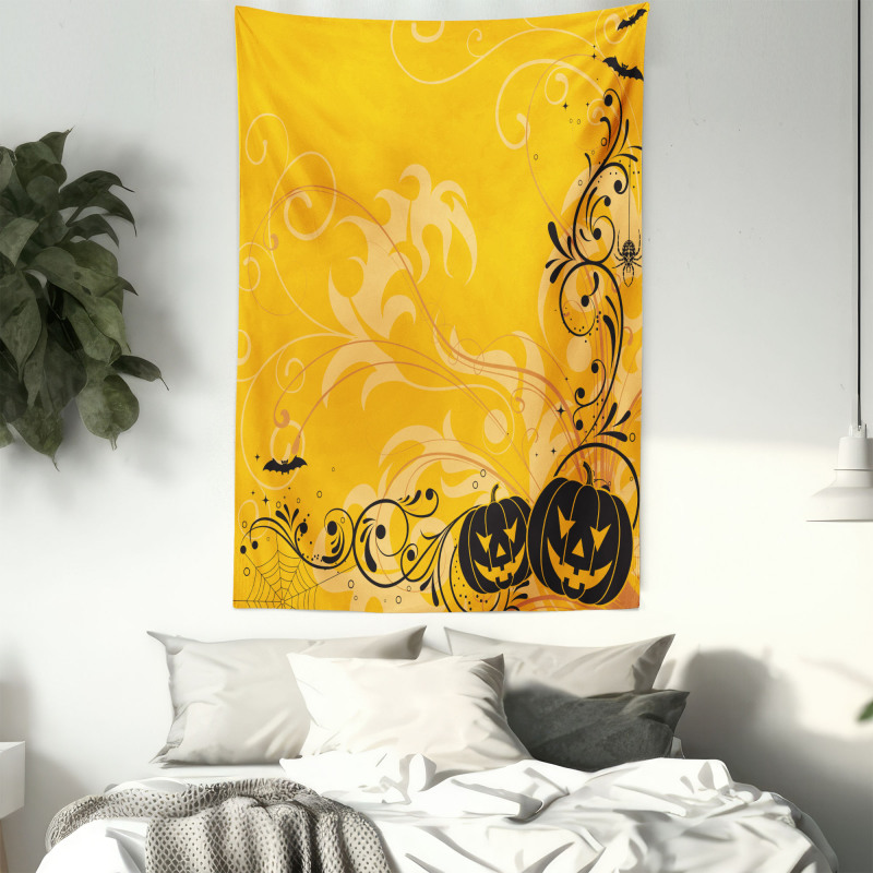 Pumpkins Bats Halloween Tapestry