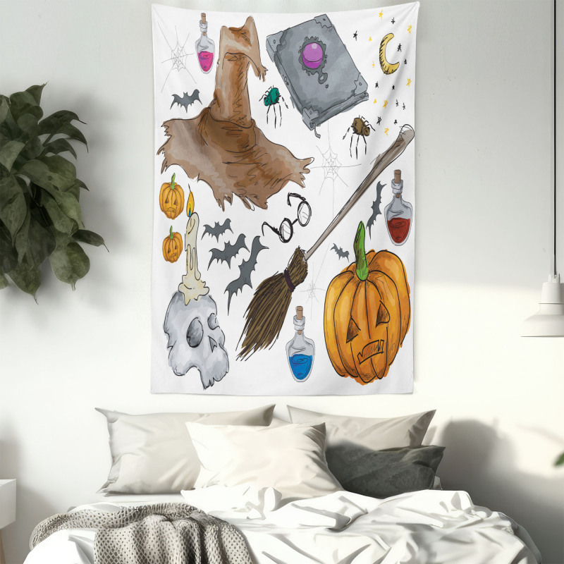 Pumpkin Skull Tapestry