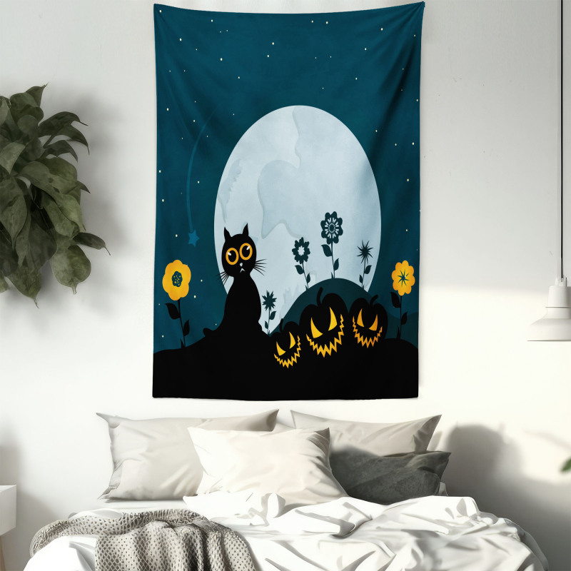 Kitty Under Moon Tapestry