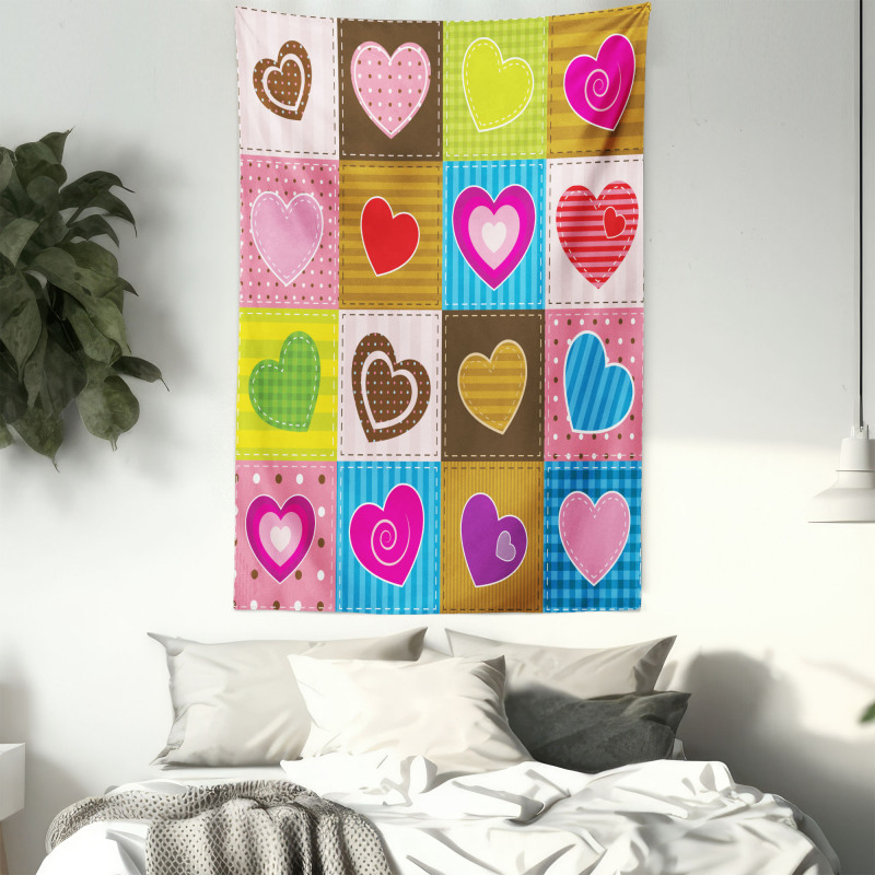 Love Heart Patchwork Tapestry