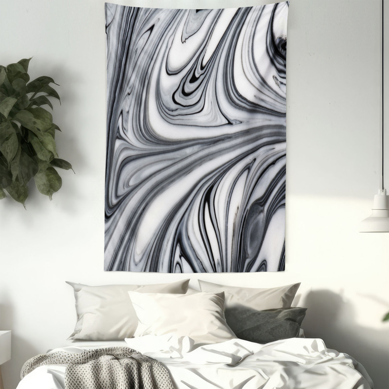 Black White Surreal Art Tapestry