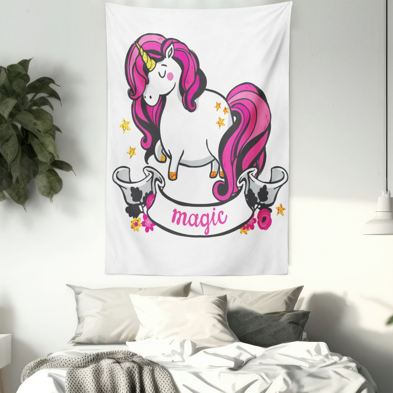 Unicorn with Pink Hair Tapestry