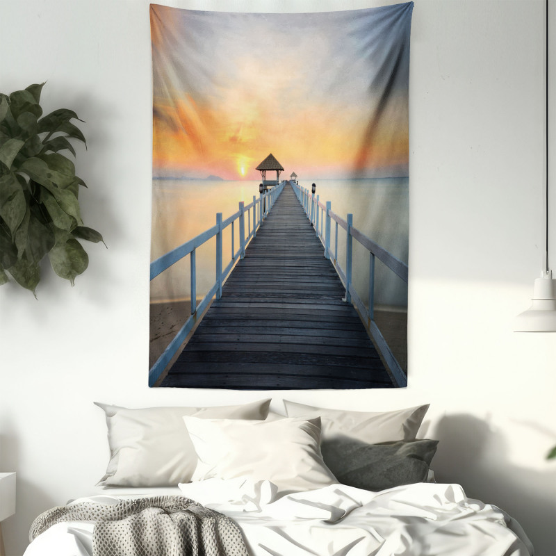 Wood Path on Beach Tapestry