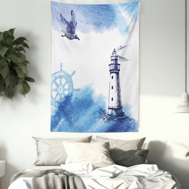 Handdrawn Art Anchor Tapestry