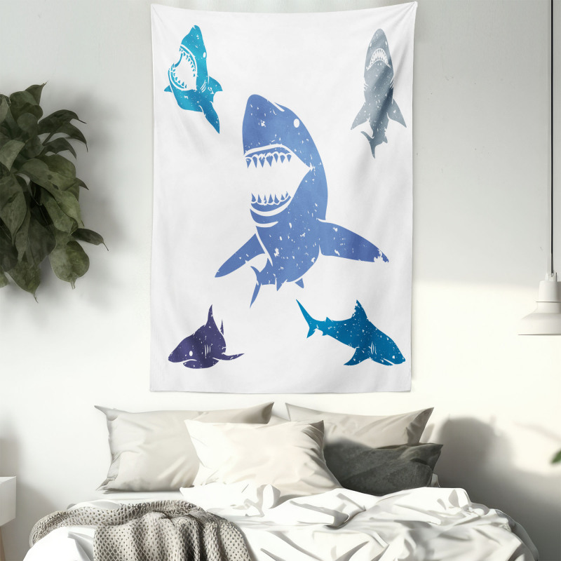Grunge Sharks Wildlife Tapestry