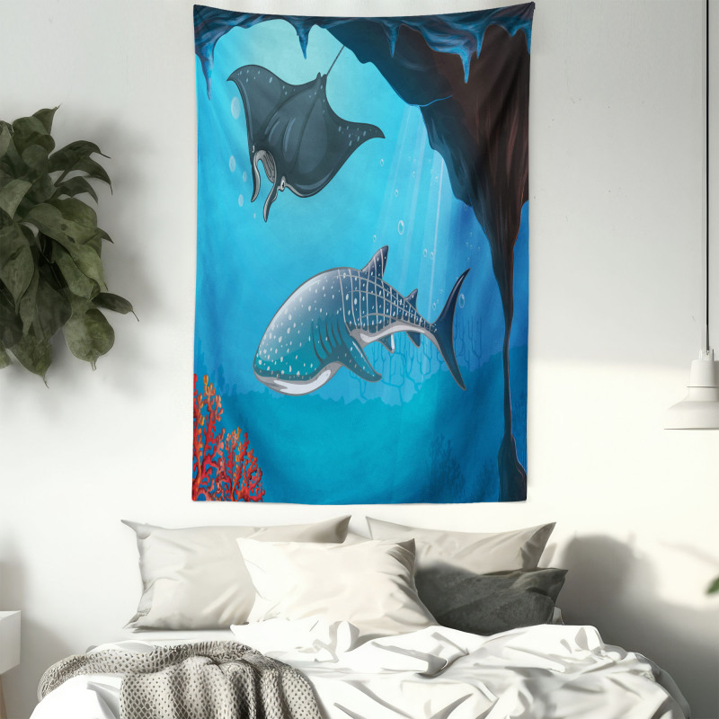 Swimming Shark Ocean Tapestry