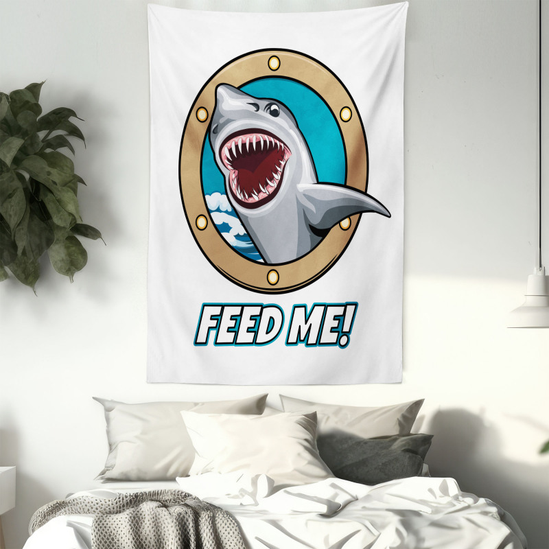 Feed Me Words Shark Tapestry