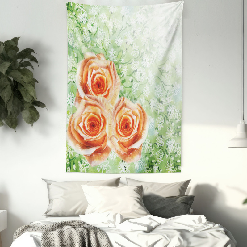 Watercolor Roses Tapestry