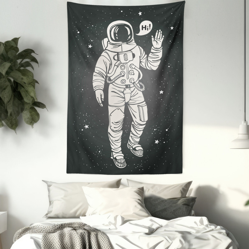 Cartoon Astronaut Space Tapestry