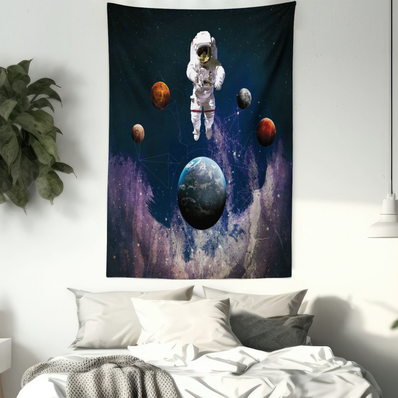 Planets Astronaut Space Tapestry