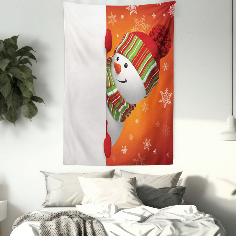 Funny Snowman Santa Tapestry