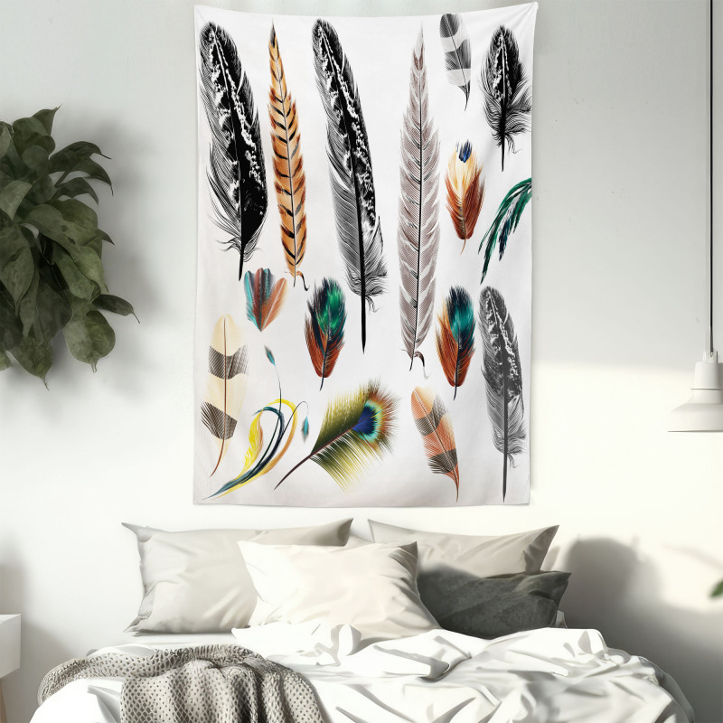 Bird Feather Retro Vibrant Tapestry