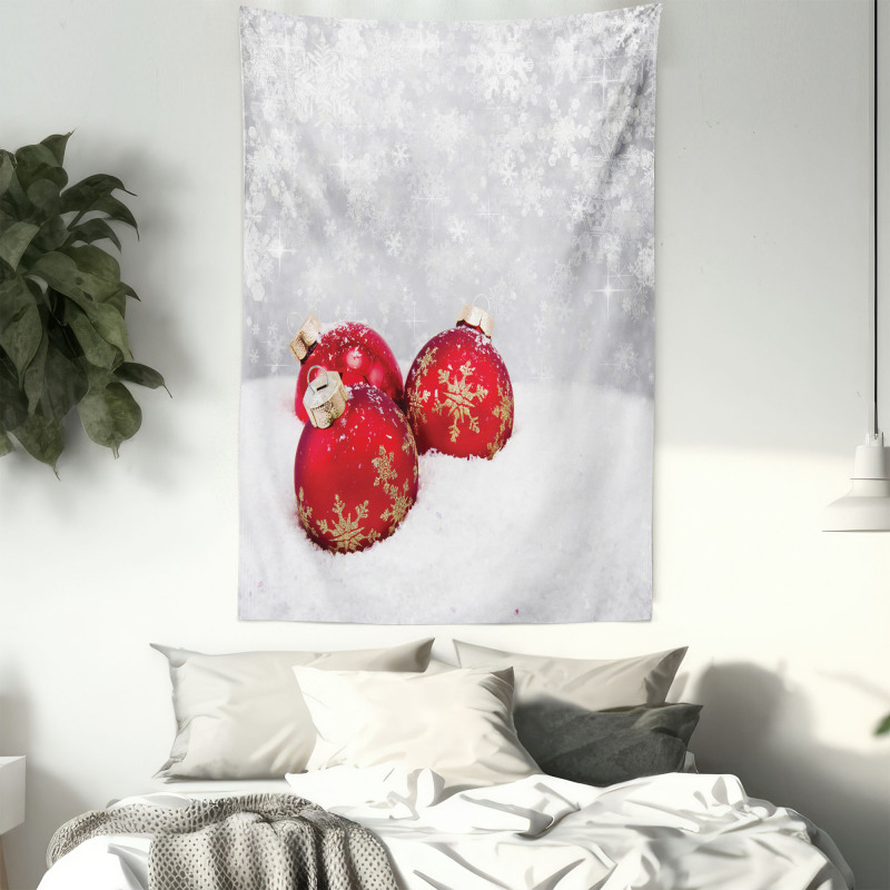 Baubles on Snowflake Tapestry
