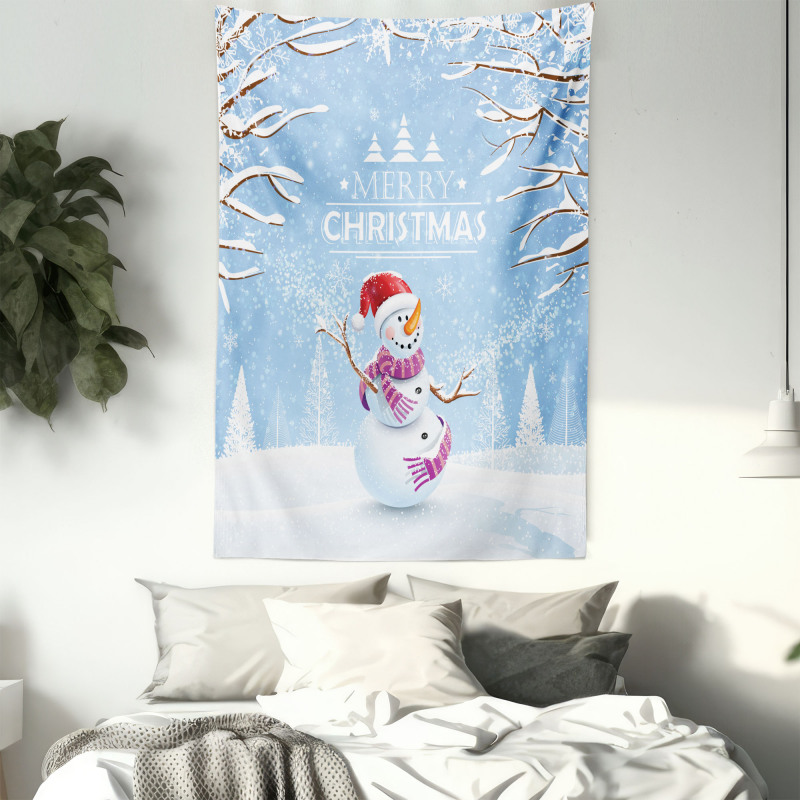 Snowy Winter Noel Tapestry