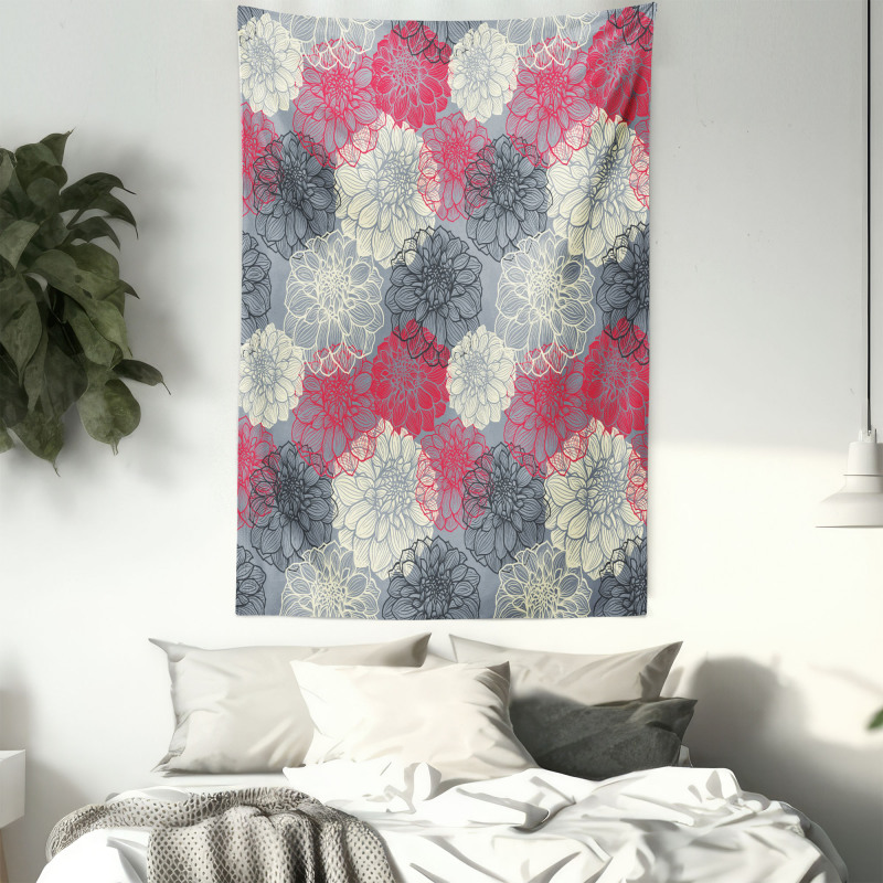 Hand Drawn Floral Art Tapestry