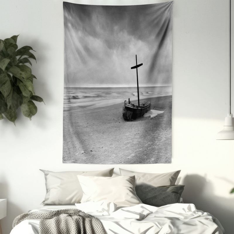 Wreck Boat on the Beach Tapestry