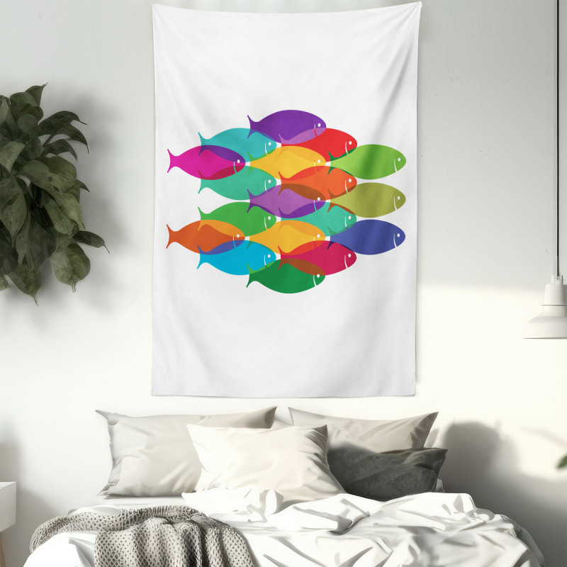 Colorful Shoal Artwork Tapestry