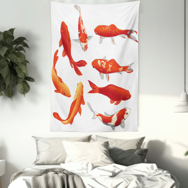 Koi Shoal Chinese Animal Tapestry