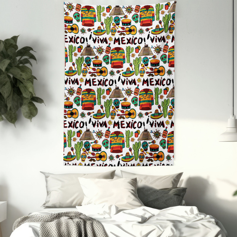 Cartoon Cactus Salsa Tapestry