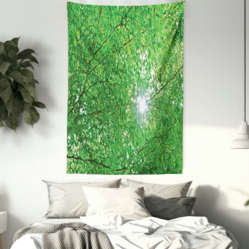 Sun with Tree Branches Tapestry