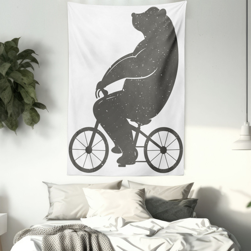 Bike Humor Hipster Bear Tapestry