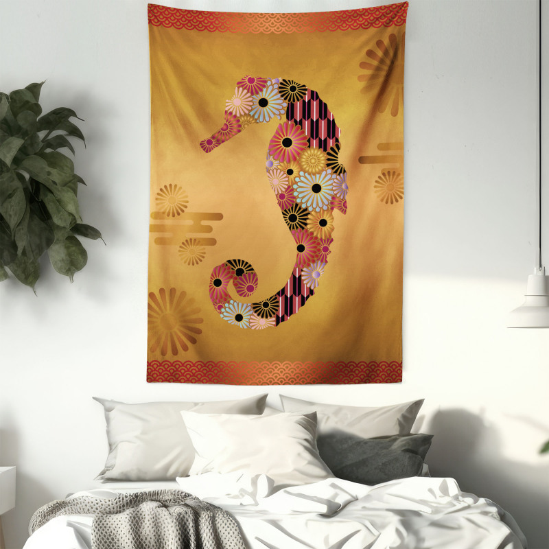 Seahorse Ornate Floral Tapestry