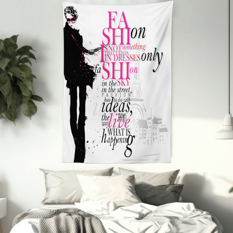 Paris Girl Words Tapestry