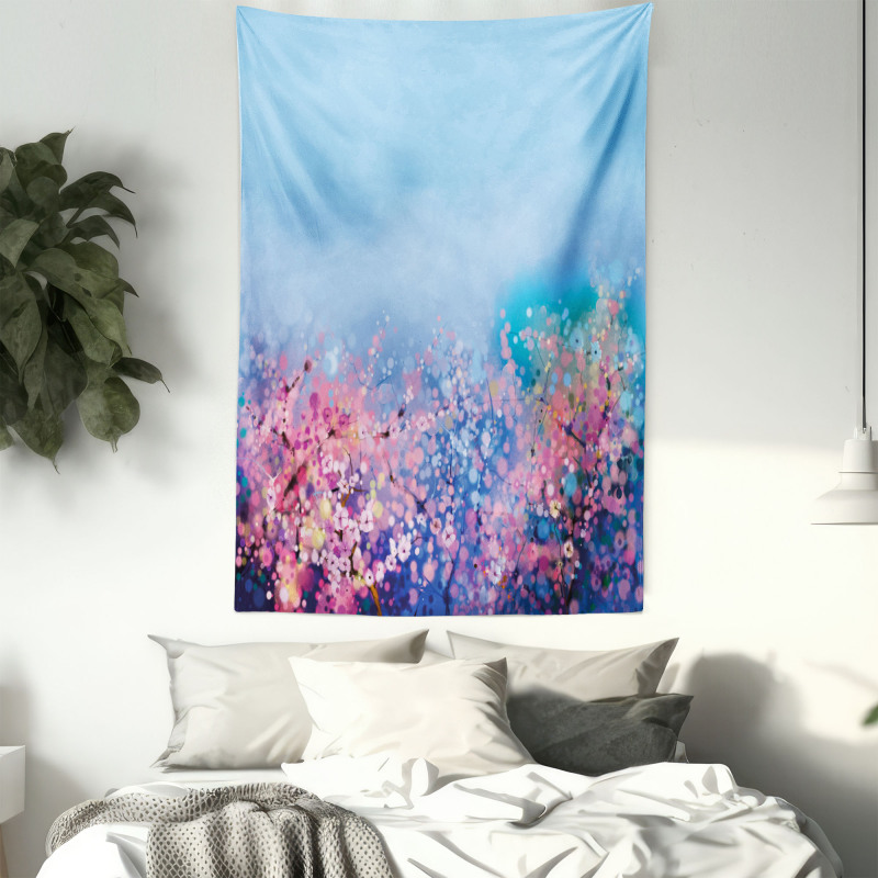 Retro Cherry Blossom Tapestry