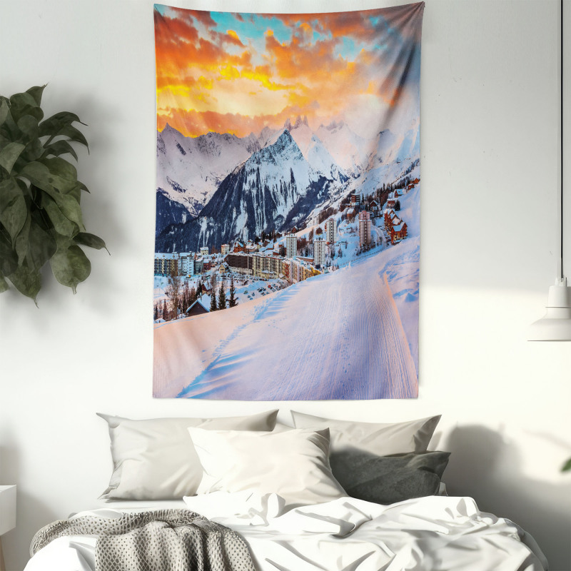 Winter Season Mountain Tapestry