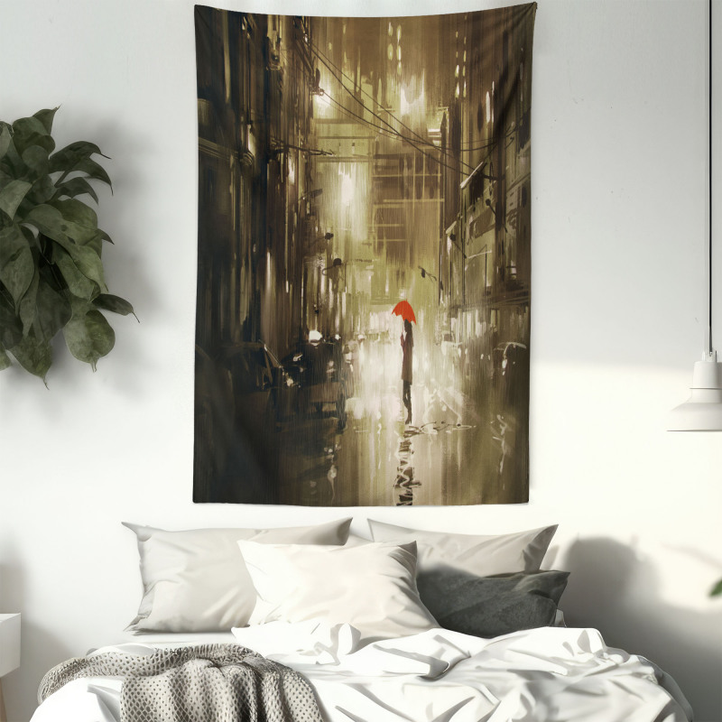 Romantic View Rainy Day Tapestry