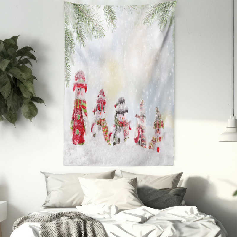 Little Snowmen in Snow Tapestry