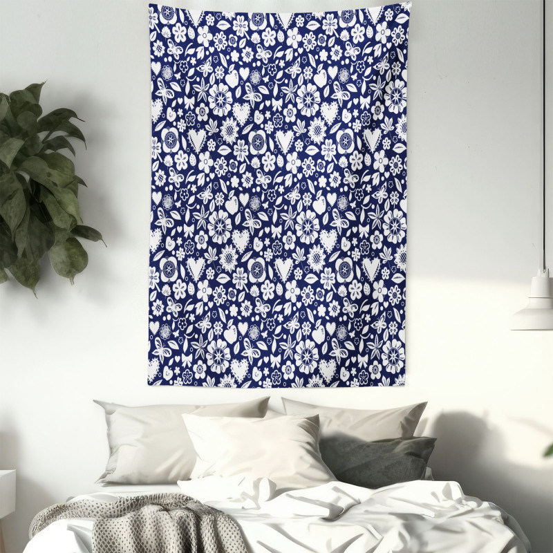 Heart Butterflies Leafs Tapestry